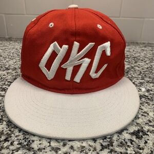 Oklahoma City Thunder Hat Cap‎ Snap Back Mens One Size Red White NBA Basketball